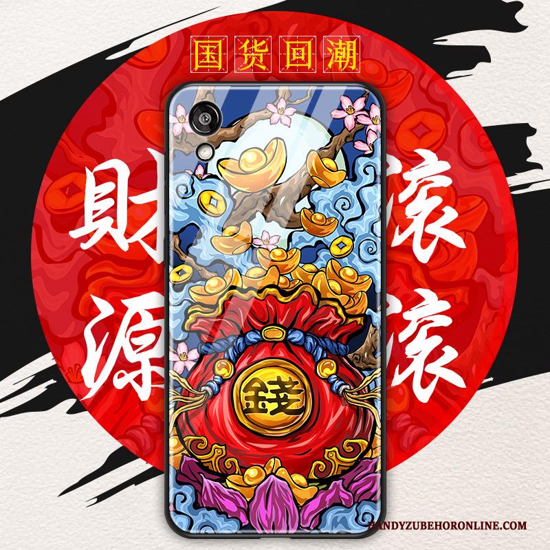 Huawei Y5 2019 Rood Hoesje Telefoon Rijkdom Trend Glas Bescherming Chinese Stijl