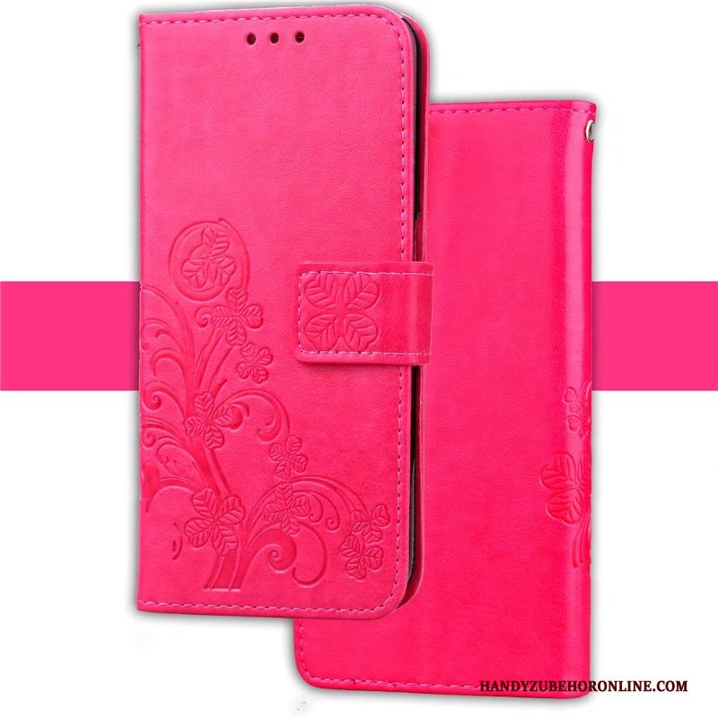 Huawei Y5 2019 Zacht Anti-fall Hoesje Telefoon Rood Folio Leren Etui All Inclusive