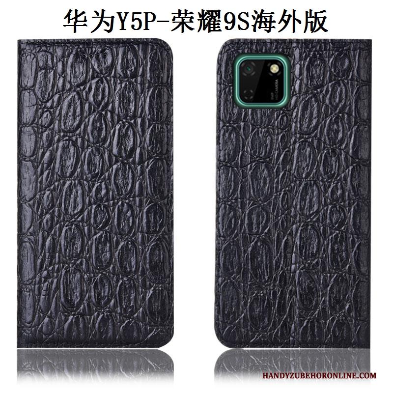 Huawei Y5p Anti-fall Hoesje Telefoon Patroon Folio Bescherming Echt Leer