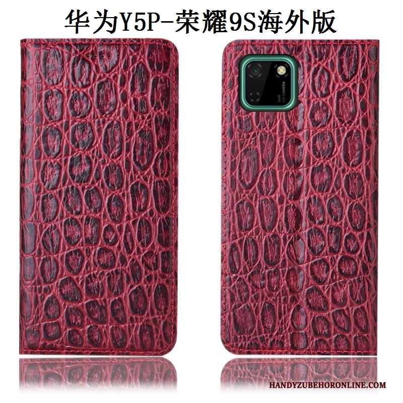 Huawei Y5p Anti-fall Hoesje Telefoon Patroon Folio Bescherming Echt Leer