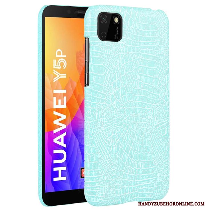 Huawei Y5p Hard Krokodil Zwart Hoes Vintage Patroon Hoesje