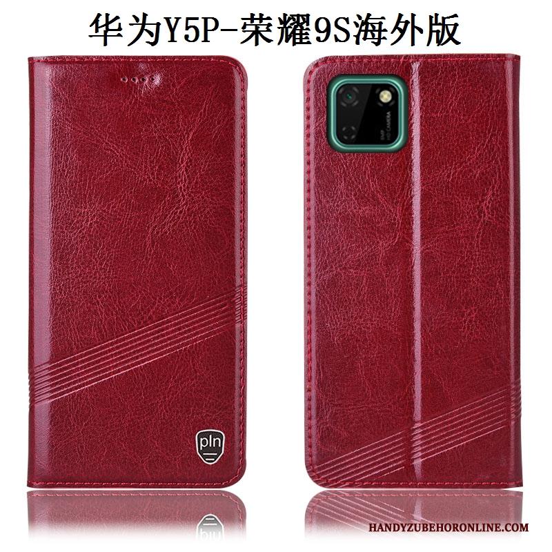 Huawei Y5p Hoesje Leren Etui Rood All Inclusive Anti-fall Telefoon Bescherming