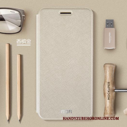 Huawei Y6 2019 All Inclusive Hoesje Telefoon Goud Schrobben Clamshell Leren Etui Anti-fall