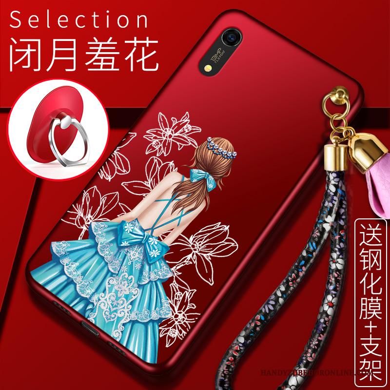 Huawei Y6 2019 Anti-fall Hoesje Telefoon Mobiele Telefoon Siliconen Scheppend All Inclusive Rood