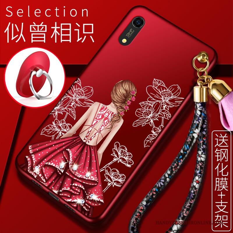 Huawei Y6 2019 Anti-fall Hoesje Telefoon Mobiele Telefoon Siliconen Scheppend All Inclusive Rood