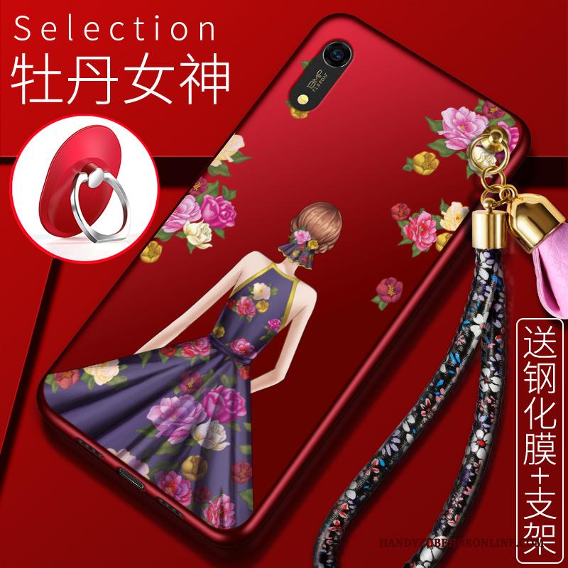 Huawei Y6 2019 Anti-fall Hoesje Telefoon Mobiele Telefoon Siliconen Scheppend All Inclusive Rood