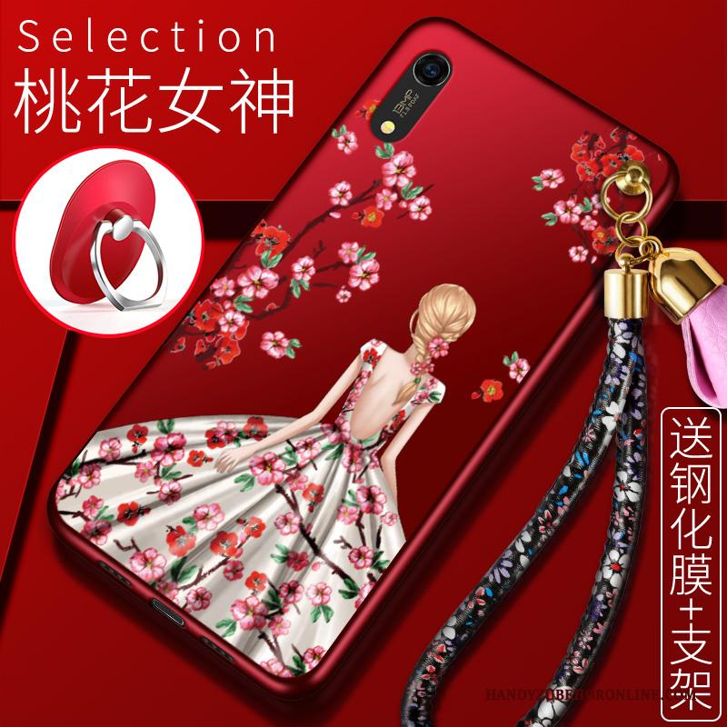 Huawei Y6 2019 Anti-fall Hoesje Telefoon Mobiele Telefoon Siliconen Scheppend All Inclusive Rood