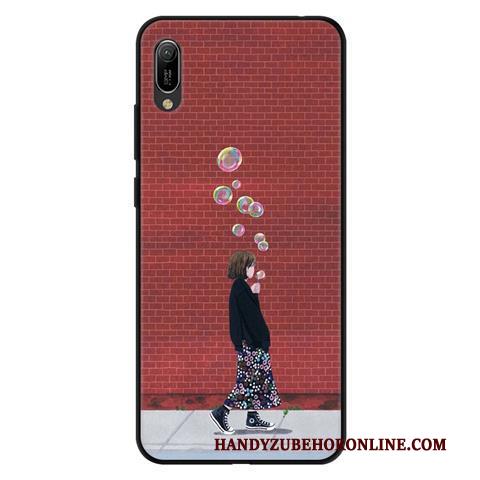 Huawei Y6 2019 Bescherming Gazen Zwart Schrobben Kant Hoes Hoesje