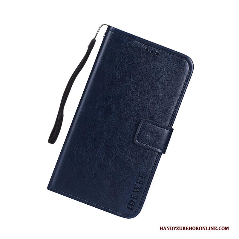 Huawei Y6 2019 Hoesje Kaart Folio Bescherming Portemonnee Mobiele Telefoon Leren Etui Blauw