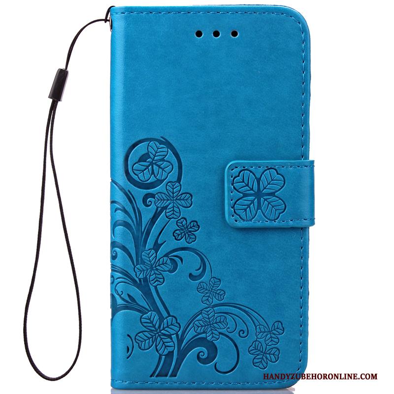 Huawei Y6 2019 Hoesje Ondersteuning Effen Kleur Mobiele Telefoon Blauw Scheppend Patroon Folio