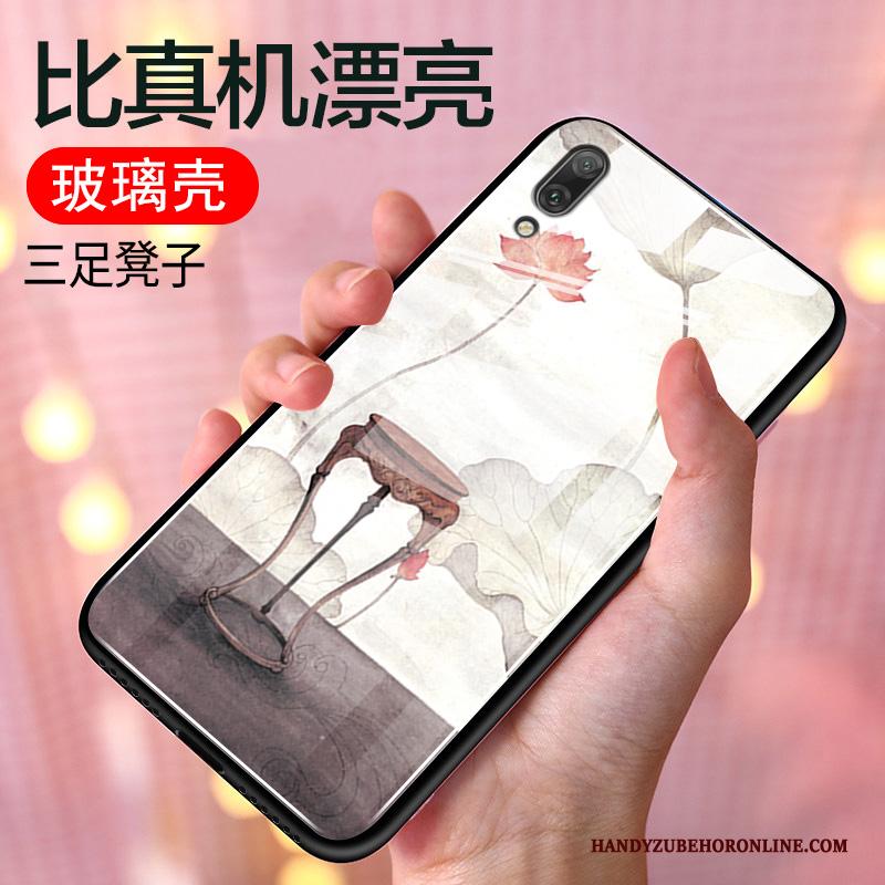 Huawei Y6 2019 Hoesje Siliconen Chinese Stijl Anti-fall Persoonlijk Bescherming Spiegel Hoes