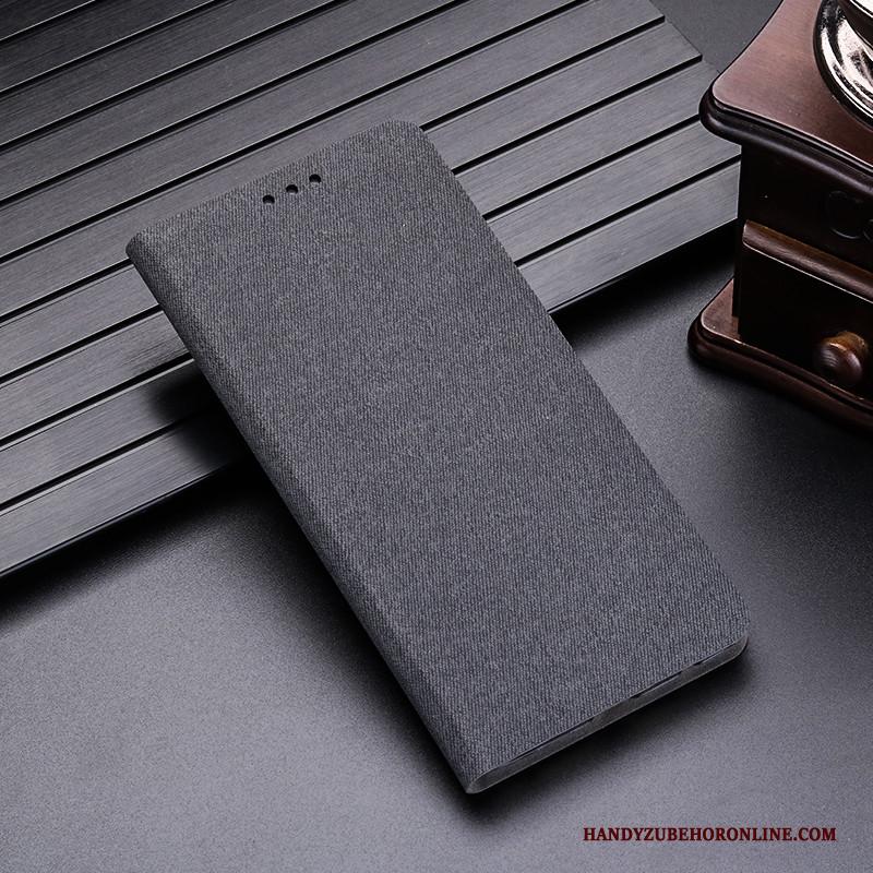 Huawei Y6 2019 Leren Etui Hoesje Trendy Merk Zwart Eenvoudige Bescherming Siliconen