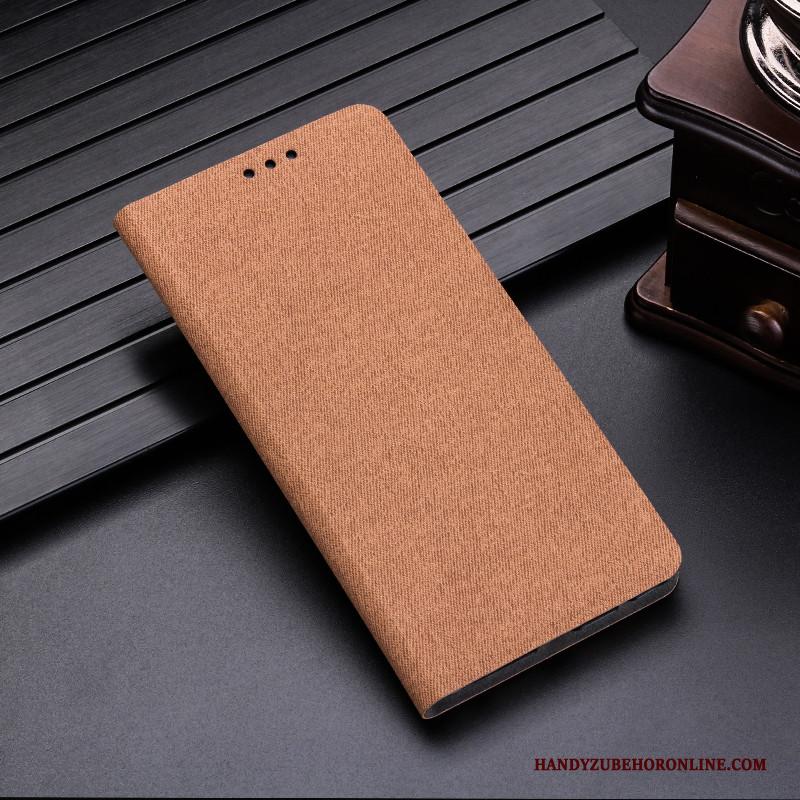 Huawei Y6 2019 Leren Etui Hoesje Trendy Merk Zwart Eenvoudige Bescherming Siliconen