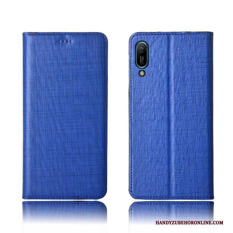 Huawei Y6 2019 Nieuw Echt Leer Hoesje Telefoon Clamshell Blauw Leren Etui Bescherming