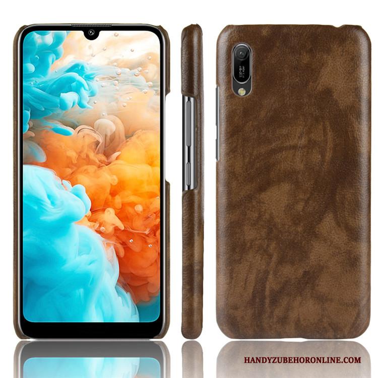 Huawei Y6 2019 Soort Aziatische Vrucht Hard Leer Hoes Rood Hoesje Telefoon Patroon