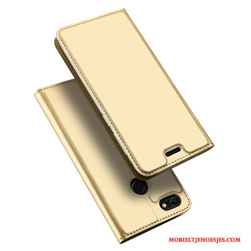 Huawei Y6 Pro 2017 Anti-fall Hoesje Telefoon Rose Goud Leren Etui Bescherming Kaart Bedrijf