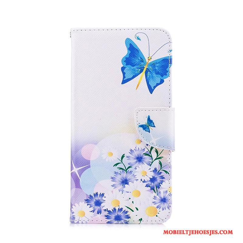 Huawei Y6 Pro 2017 Blauw Geschilderd Hoes Folio Hoesje Telefoon Leren Etui Bescherming