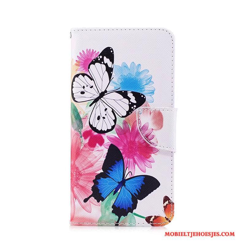 Huawei Y6 Pro 2017 Blauw Geschilderd Hoes Folio Hoesje Telefoon Leren Etui Bescherming