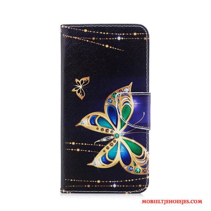 Huawei Y6 Pro 2017 Blauw Geschilderd Hoes Folio Hoesje Telefoon Leren Etui Bescherming