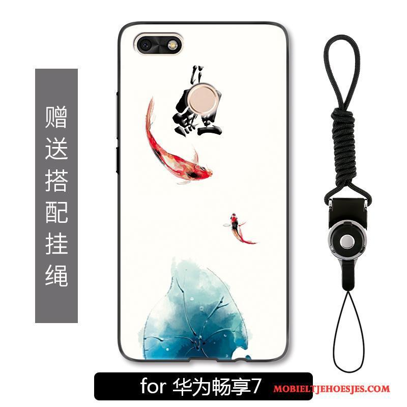 Huawei Y6 Pro 2017 Hoesje Telefoon All Inclusive Bescherming Chinese Stijl Karper Inkt Anti-fall