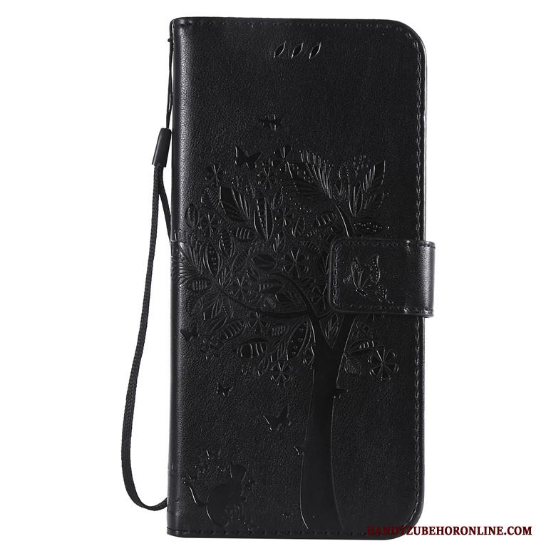 Huawei Y7 2019 Anti-fall Hoesje Telefoon Folio Leren Etui Goud Kat All Inclusive