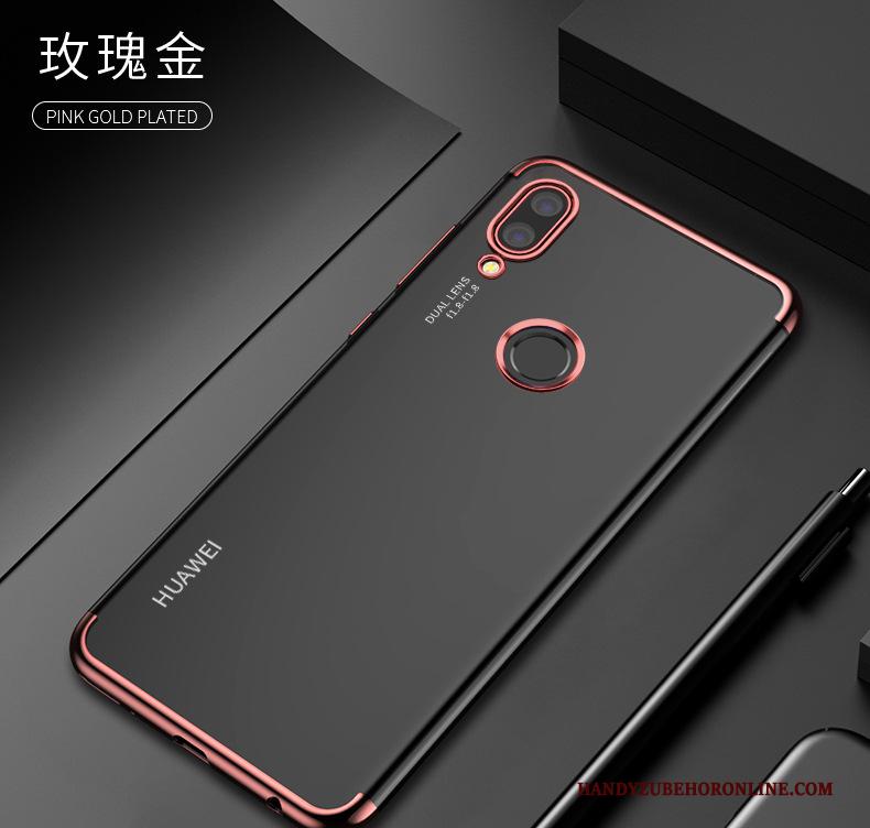 Huawei Y7 2019 Doorzichtig Rose Goud Siliconen Super Hoesje Telefoon Anti-fall Plating