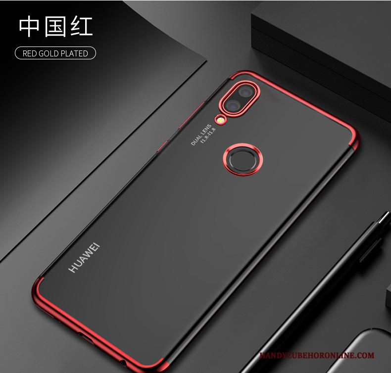 Huawei Y7 2019 Doorzichtig Rose Goud Siliconen Super Hoesje Telefoon Anti-fall Plating