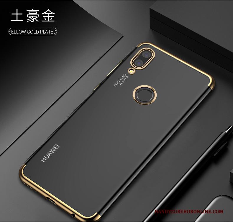 Huawei Y7 2019 Doorzichtig Rose Goud Siliconen Super Hoesje Telefoon Anti-fall Plating