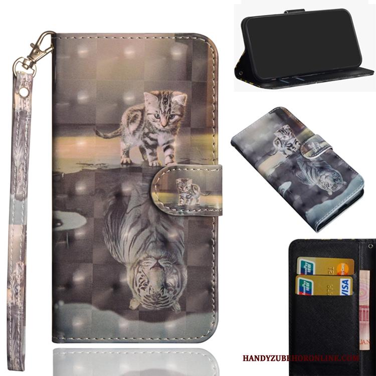 Huawei Y7 2019 Hoesje Hoes Grijs Mobiele Telefoon Siliconenhoesje Trend Leren Etui