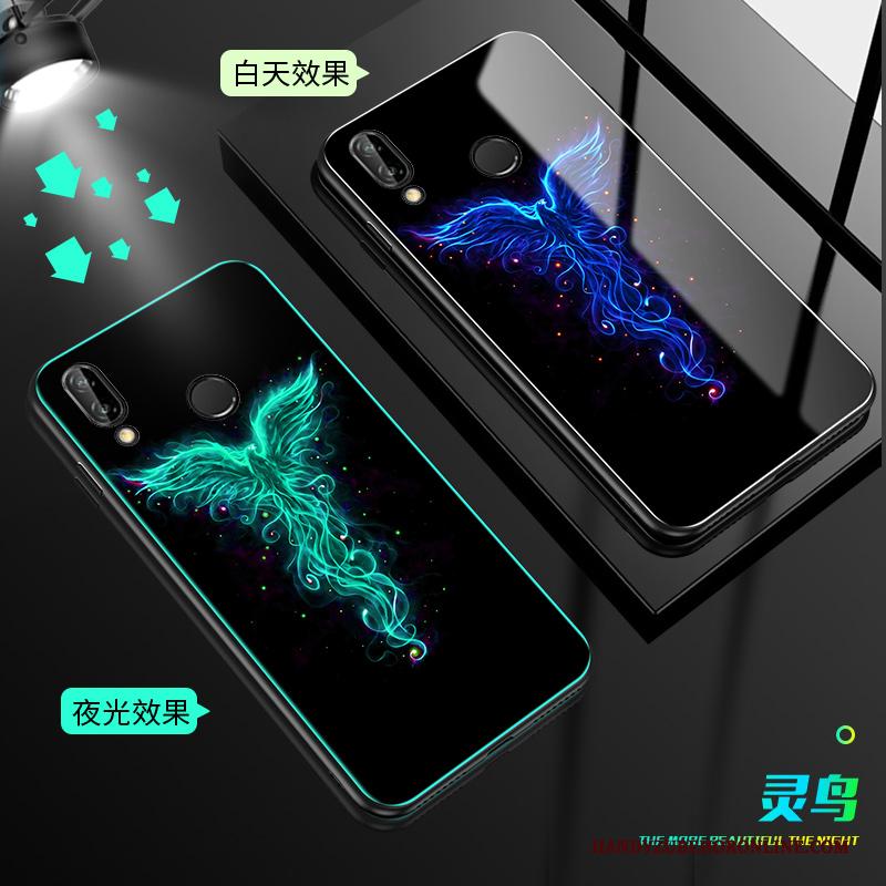 Huawei Y7 2019 Hoesje Lichtende Glas Trend Anti-fall Zacht All Inclusive Blauw