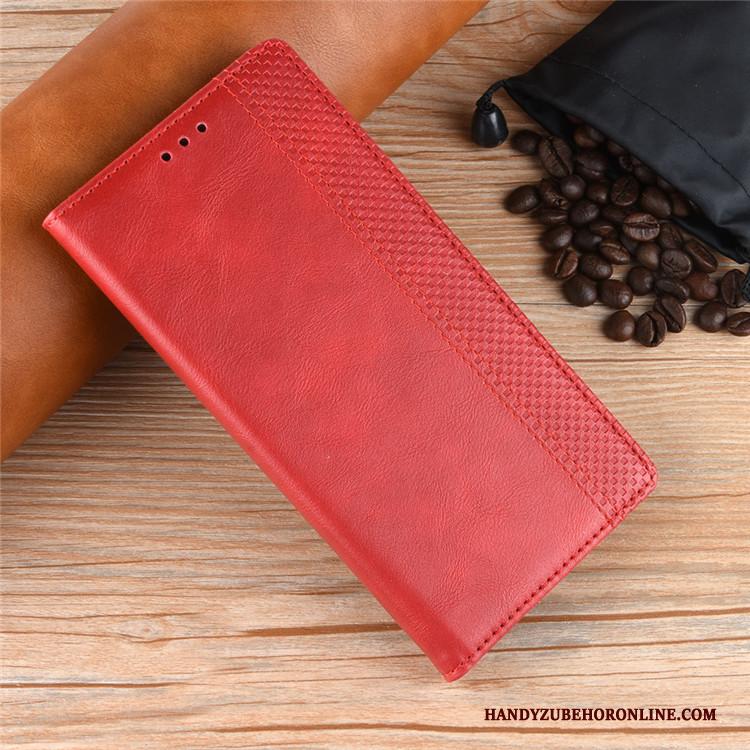 Huawei Y7 2019 Kaart Hoesje Rood Leren Etui Portemonnee Mobiele Telefoon Anti-fall