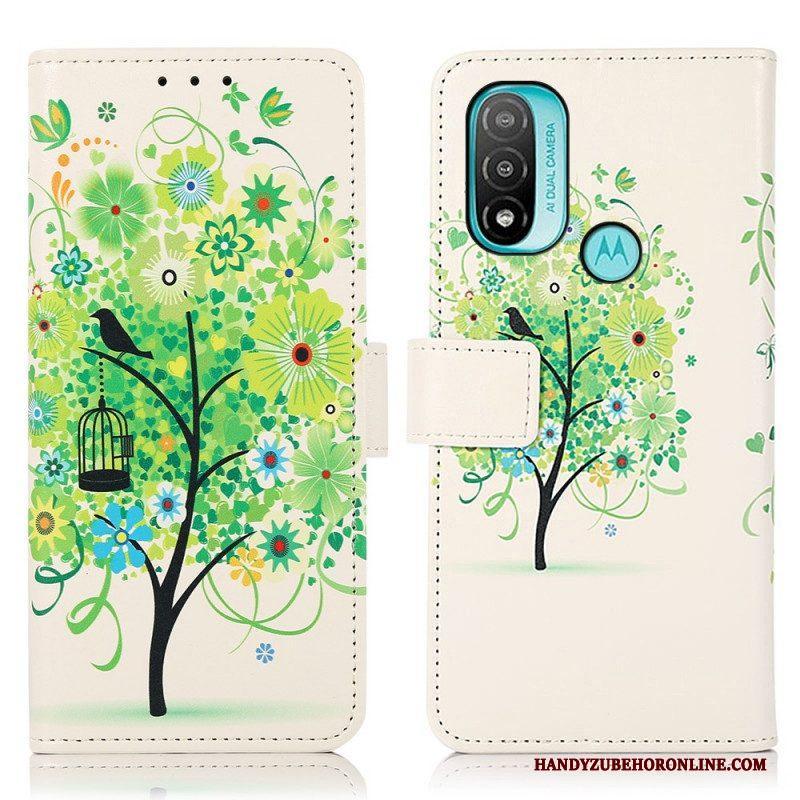 Leren Hoesje voor Moto E40 / E30 / E20 Bloeiende Boom