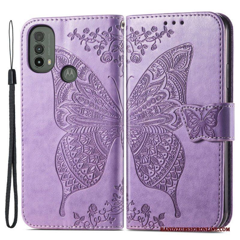 Leren Hoesje voor Moto E40 / E30 / E20 Halve Vlinders