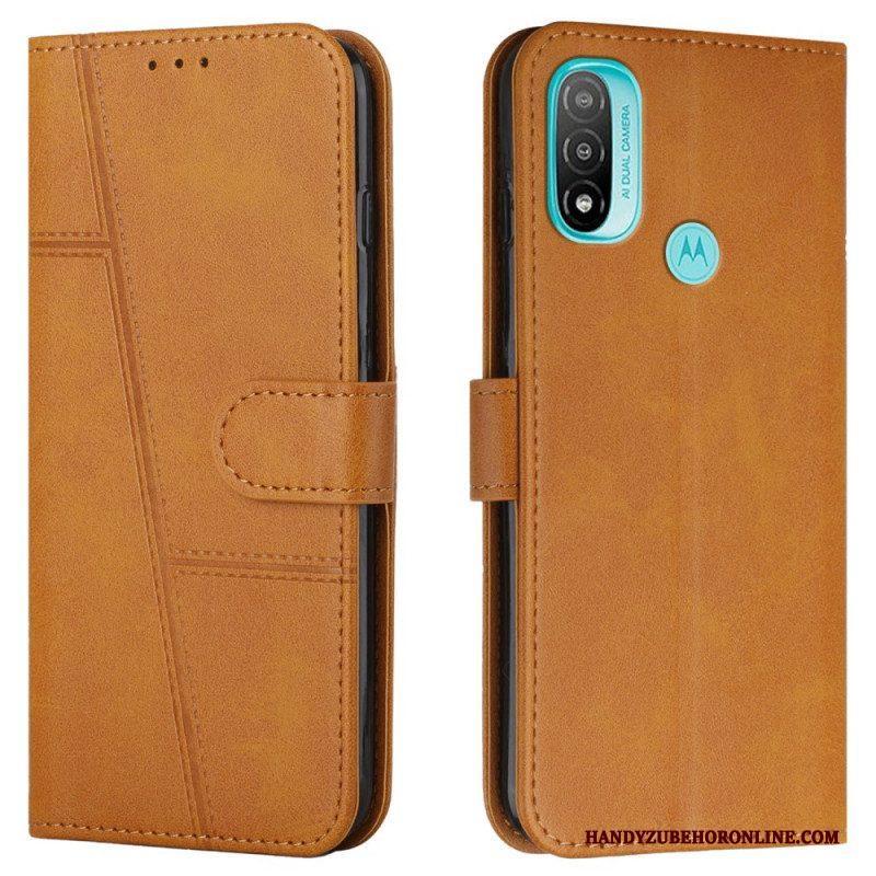 Leren Hoesje voor Moto E40 / E30 / E20 Met Ketting Geo-leereffect Met Bandjes