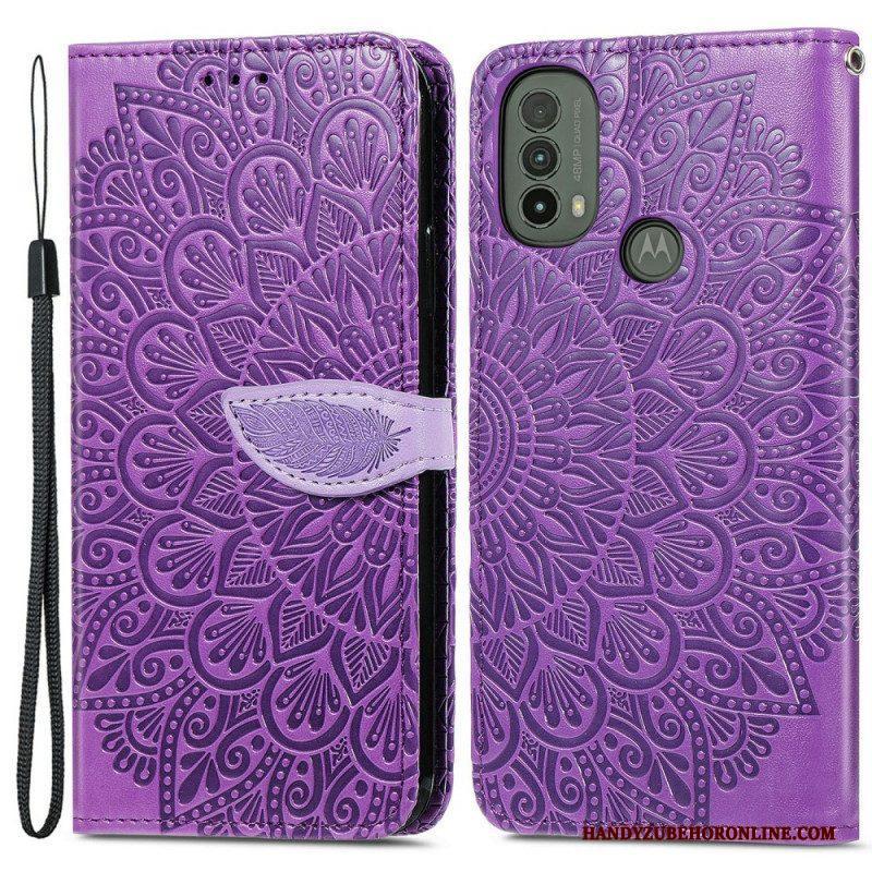Leren Hoesje voor Moto E40 / E30 / E20 Stammen Bladeren