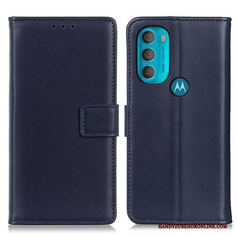 Leren Hoesje voor Moto G71 5G Effen Kunstleer