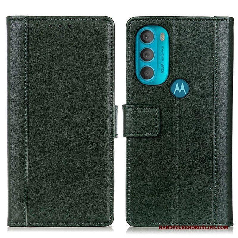 Leren Hoesje voor Moto G71 5G Gekleurde Versie Met Leereffect