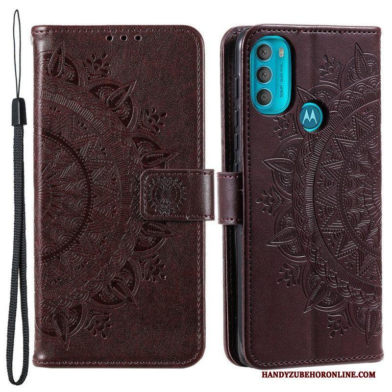 Leren Hoesje voor Moto G71 5G Zon Mandala