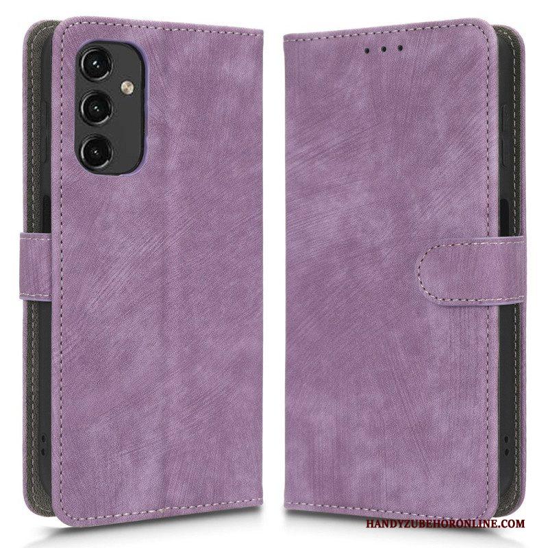 Leren Hoesje voor Samsung Galaxy A14 / A14 5G Geborstelde Koolstofvezel