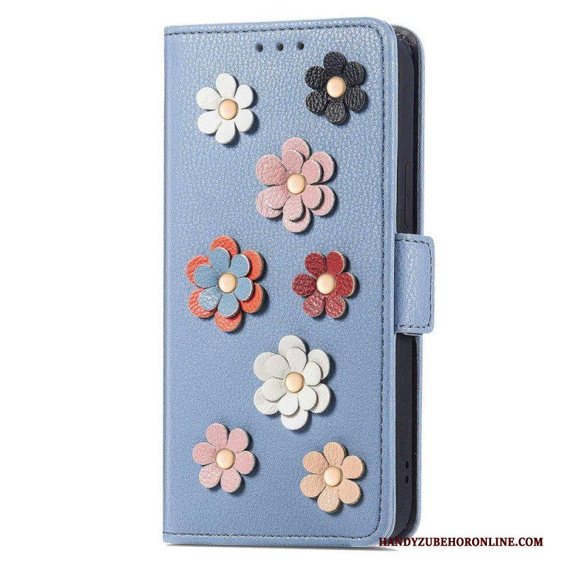 Leren Hoesje voor Samsung Galaxy A53 5G 3d Bloemen
