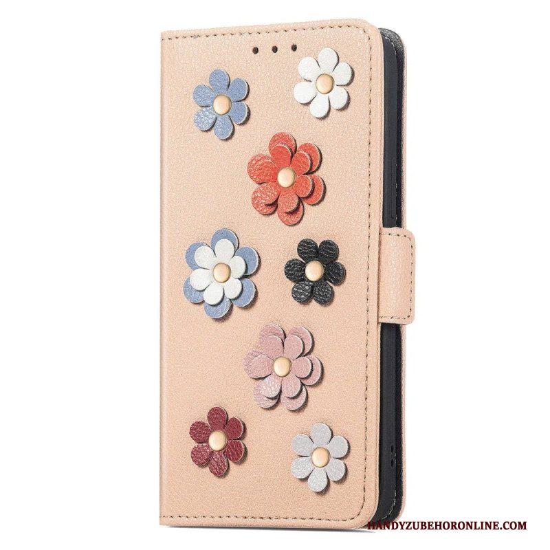 Leren Hoesje voor Samsung Galaxy A53 5G 3d Bloemen