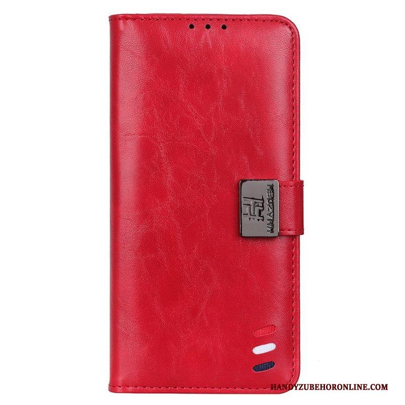 Leren Hoesje voor Samsung Galaxy M53 5G Driekleurige Zilveren Sluiting