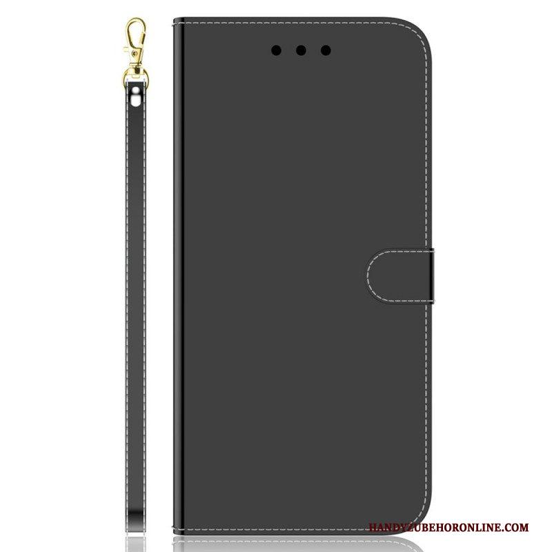 Leren Hoesje voor Samsung Galaxy M53 5G Spiegel En Lanyard
