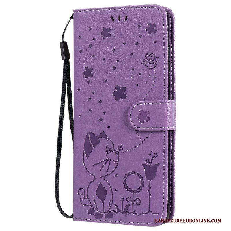 Leren Hoesje voor Samsung Galaxy S20 Plus / S20 Plus 5G Met Ketting Kat En Bij Met Lanyard