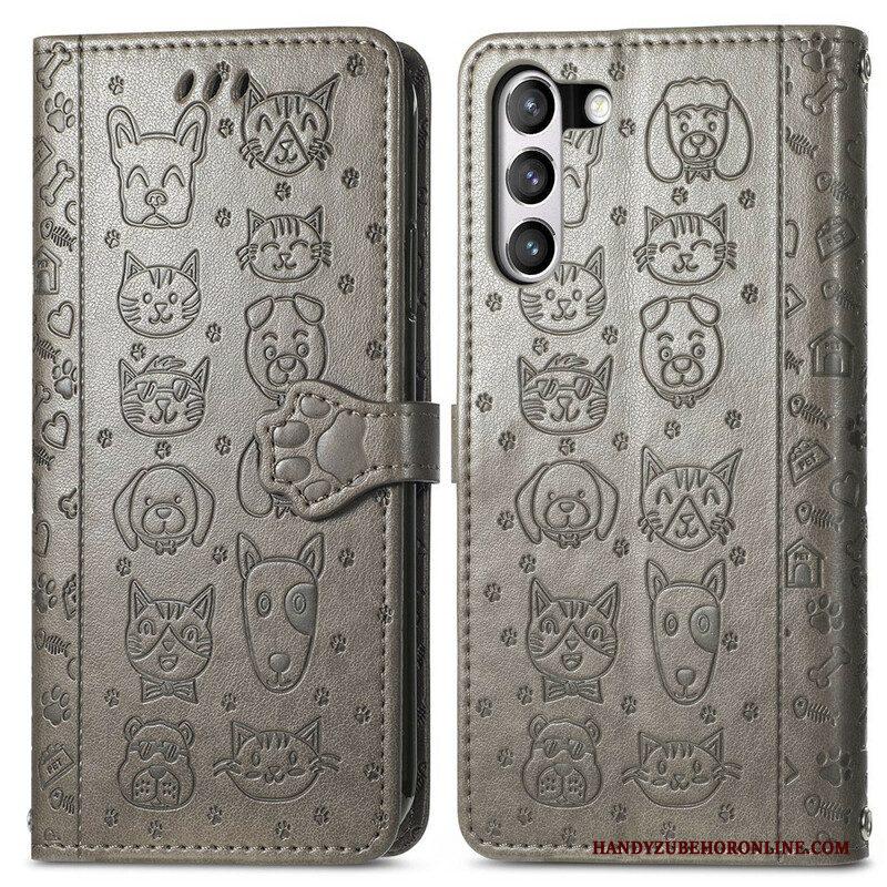 Leren Hoesje voor Samsung Galaxy S21 FE Geanimeerde Dieren