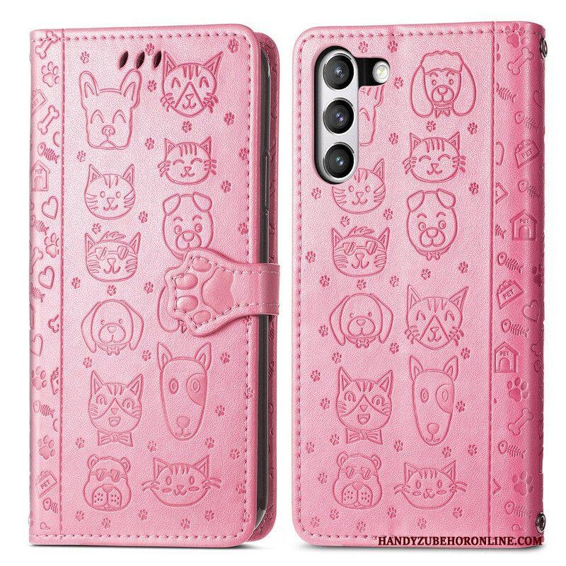 Leren Hoesje voor Samsung Galaxy S21 FE Geanimeerde Dieren