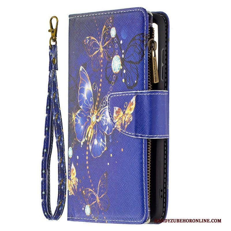 Leren Hoesje voor Samsung Galaxy S21 FE Vlinders Vlinders Zip Pouch