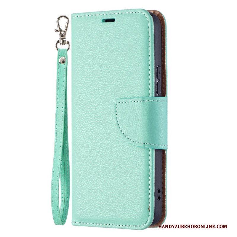 Leren Hoesje voor Samsung Galaxy S22 5G Folio-hoesje Lychee Rabat Schuin