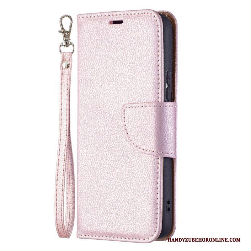 Leren Hoesje voor Samsung Galaxy S22 5G Folio-hoesje Lychee Rabat Schuin