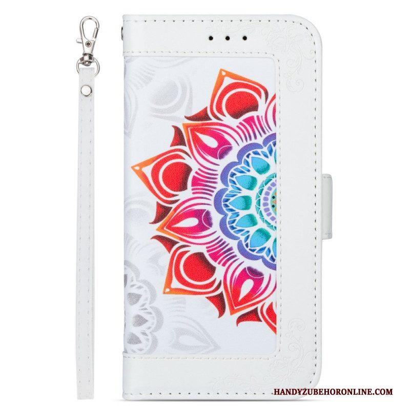 Leren Hoesje voor Samsung Galaxy S22 5G Met Ketting Bandjes Mandala Decoratie